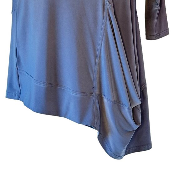 Sympli Blue Asymmetrical Lagenlook Tunic has Draped Pocket Front  Women's Size 6 - Picture 3 of 7